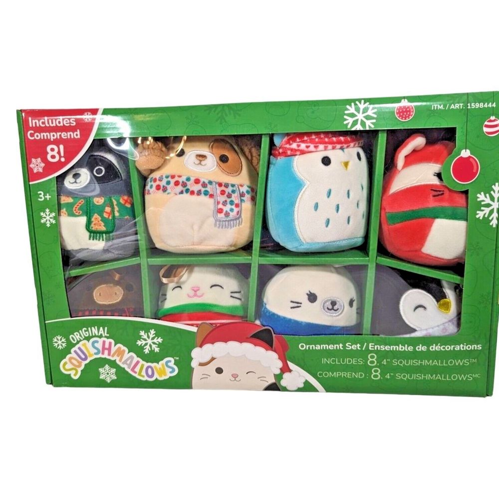 Squishmallows Christmas Ornaments 8-Piece Mini Plush 4-Inch 2023 New in Box